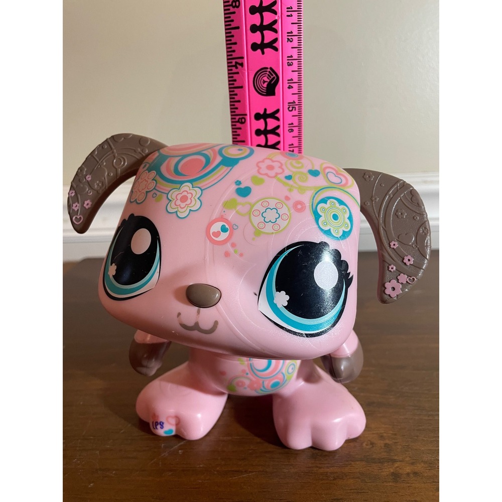 Littlest Pet Shop Deco Pet Pink Dog Large Figure Floral Swirl LPS Hasbro Toy - Picture 15 of 15